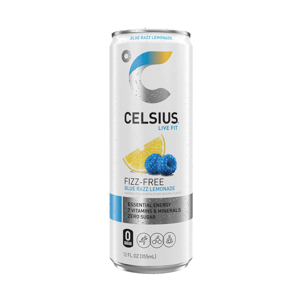 CELSIUS Fizz Free Blue Razz Lemonade pour over ice