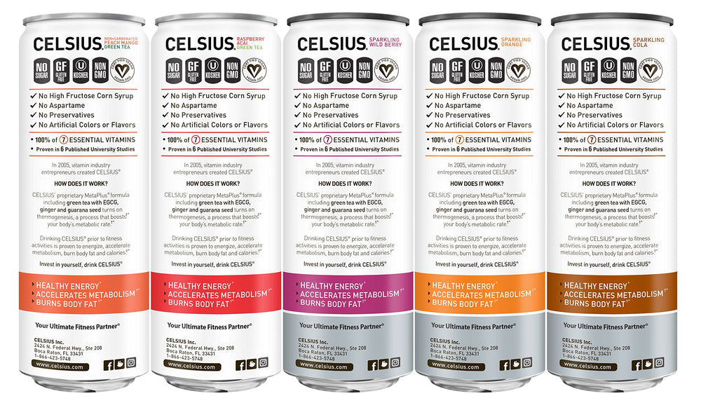 CELSIUS ginger root flavor highlight suggesting digestion-friendly refreshment