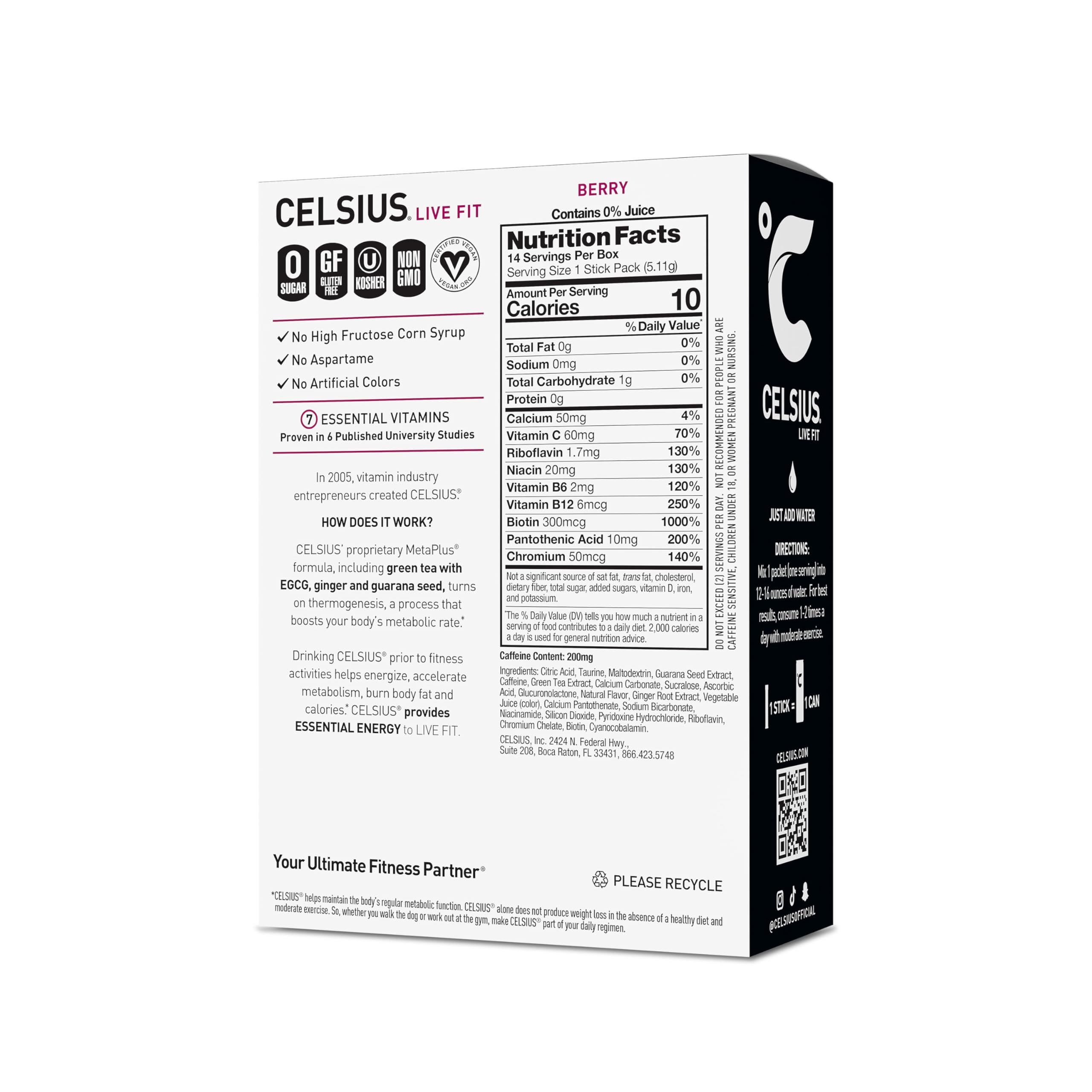 CELSIUS On-the-Go Berry stick dissolving in water for convenient hydration