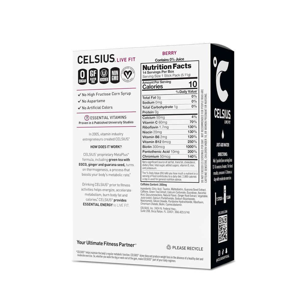 CELSIUS On-the-Go Berry stick dissolving in water for convenient hydration