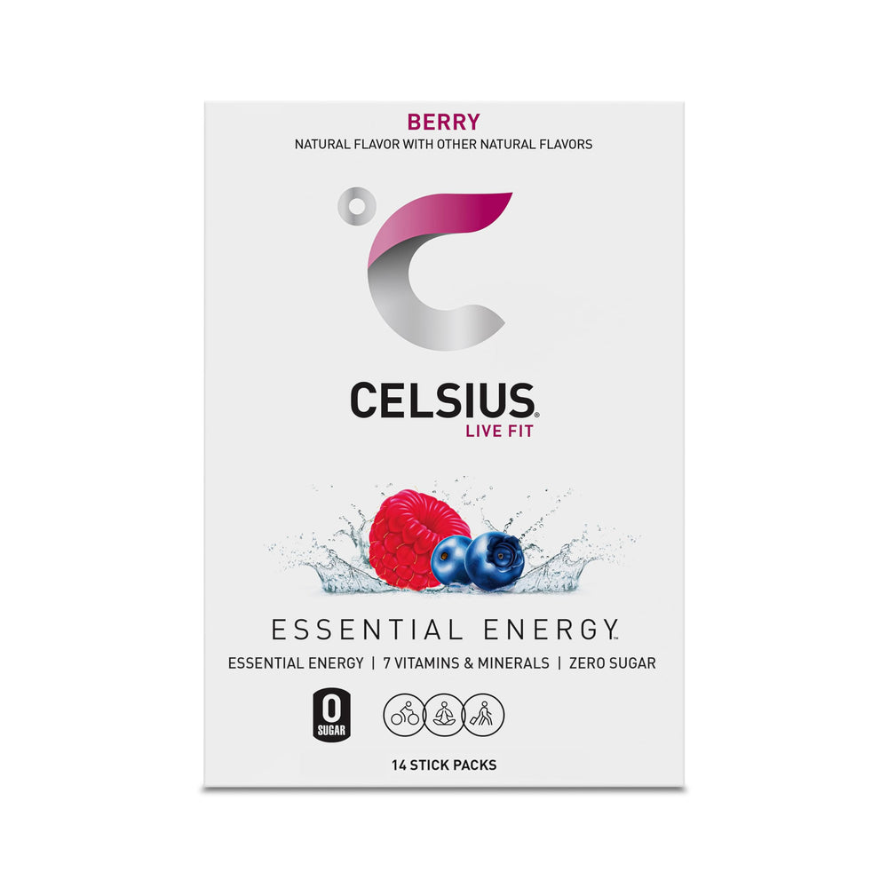 Berry flavor CELSIUS On-the-Go sticks with zero sugar and energy benefits