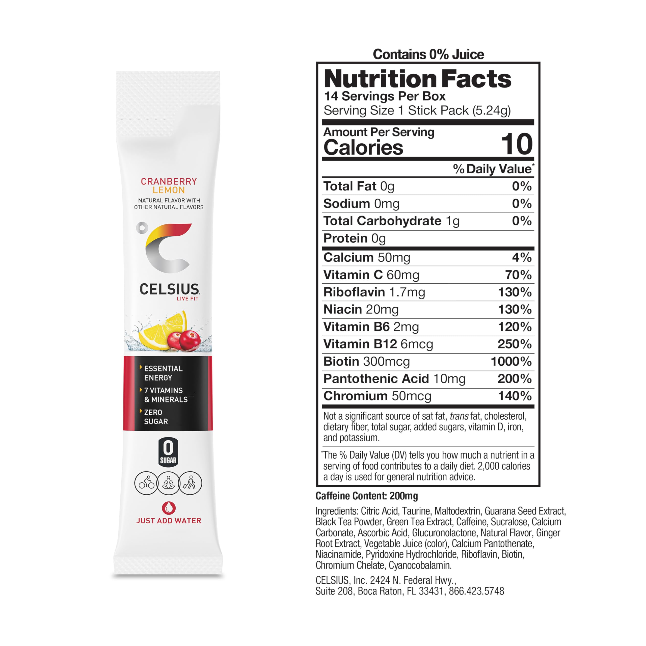 CELSIUS On-the-Go Cranberry Lemon ready-to-drink in glass for portable energy.