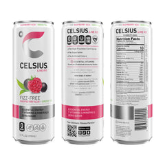 CELSIUS Raspberry Acai pack 12 highlighting value and zero sugar option