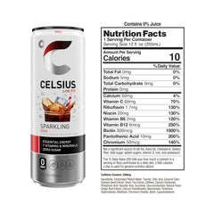 CELSIUS Sparkling Cola poured into a glass with ice, signaling refreshment.