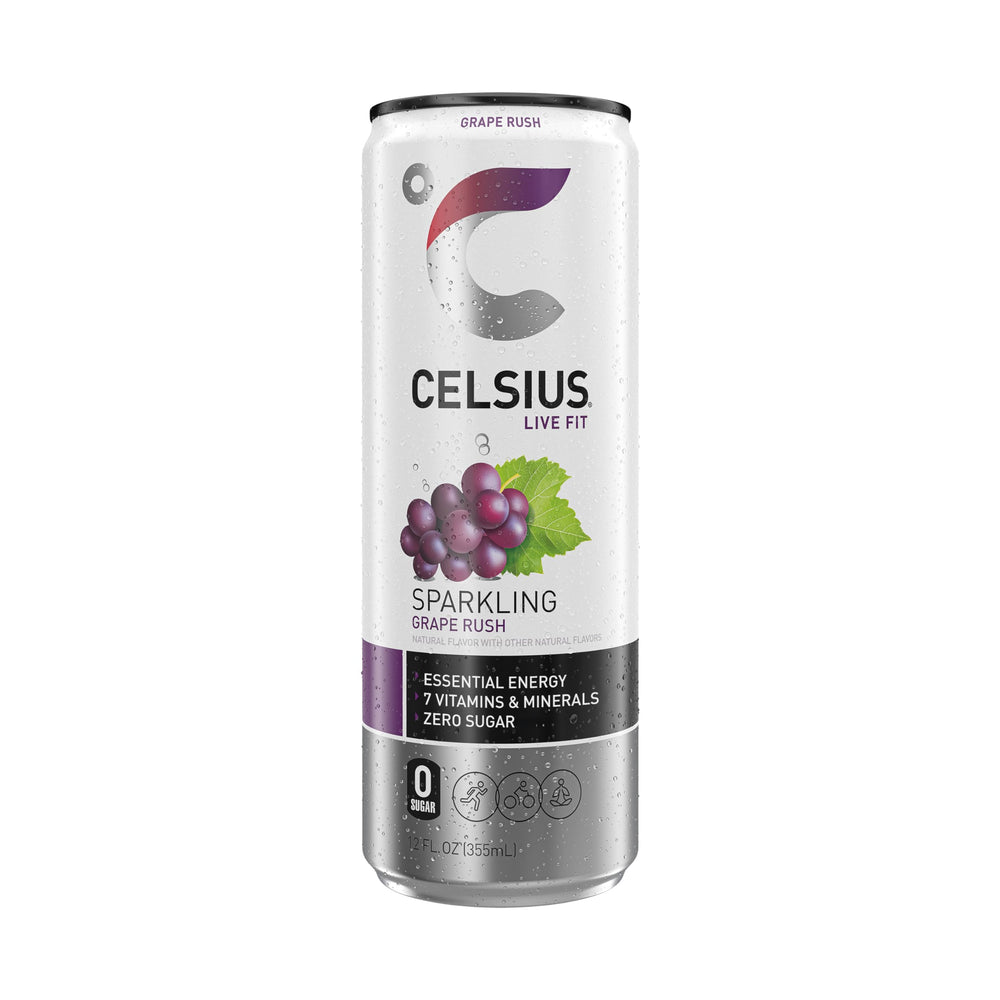 Celsius Sparkling Grape Rush 12-pack is convenient for home use and gym sessions.