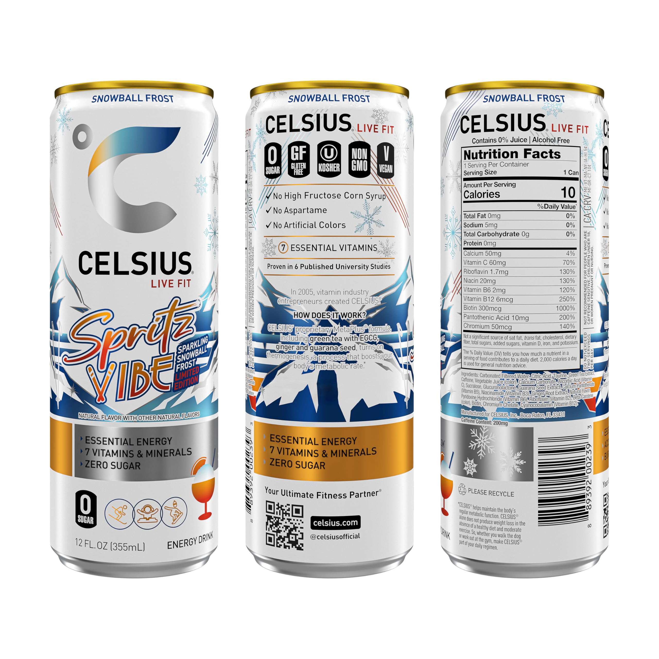 CELSIUS Sparkling Spritz Vibe served in a chilled glass for winter refreshment.
