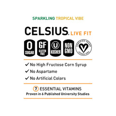 Celsius Sparkling Tropical Vibe can nutrition panel for informed energy choices
