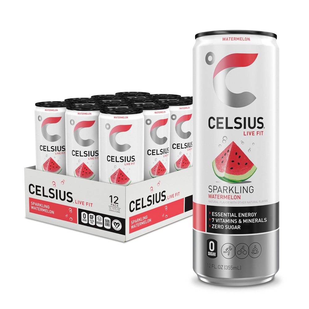 CELSIUS Sparkling Watermelon can with a vibrant label promising refreshing energy.