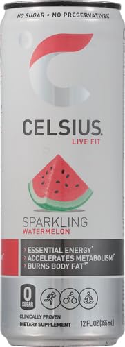 CELSIUS sparkling watermelon ingredients label, high-quality components for clean taste.
