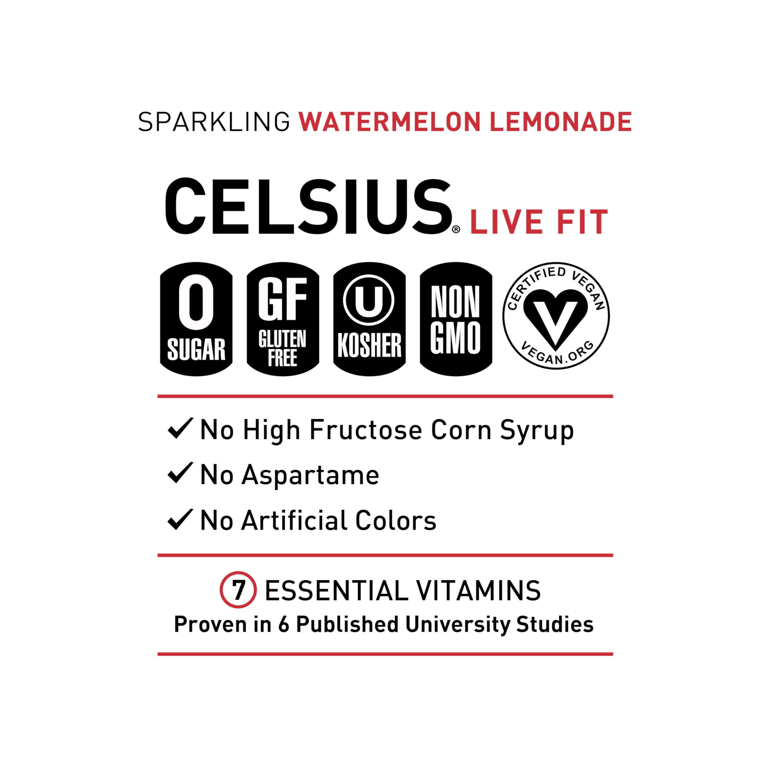 Celsius 12-pack image emphasizes convenient, on-the-go Essential Energy