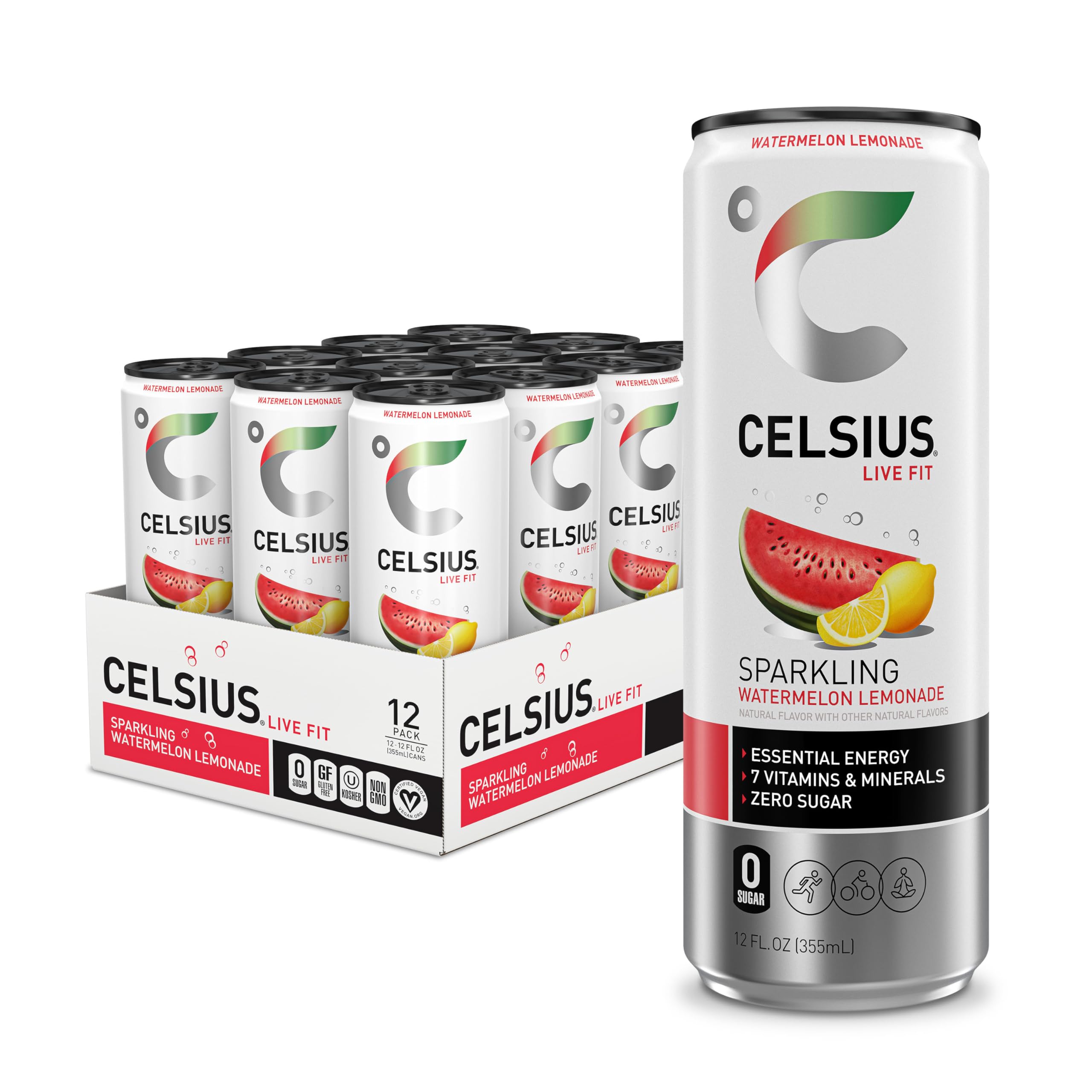 Celsius Sparkling Watermelon Lemonade can delivering refreshing energy for workouts
