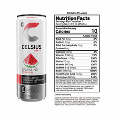 CELSIUS sparkling watermelon pour into glass, crisp flavor for workouts.