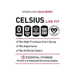 Celsius Sparkling Wild Berry glass being poured during workout break.