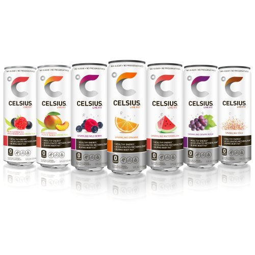 CELSIUS zero sugar label close-up highlighting sugar-free energy