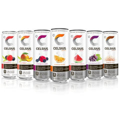 CELSIUS zero sugar label close-up highlighting sugar-free energy