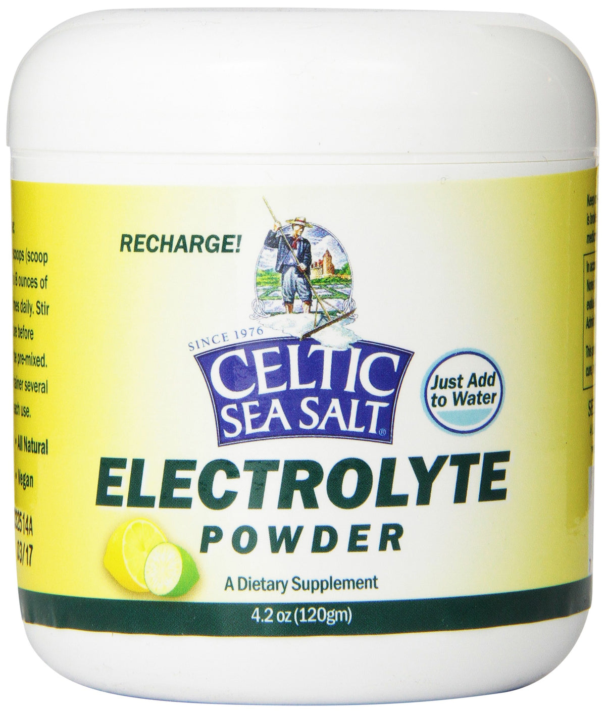 Celtic Sea Salt Electrolyte Powder bottle with lemon-lime flavor enhances hydration during workouts.
