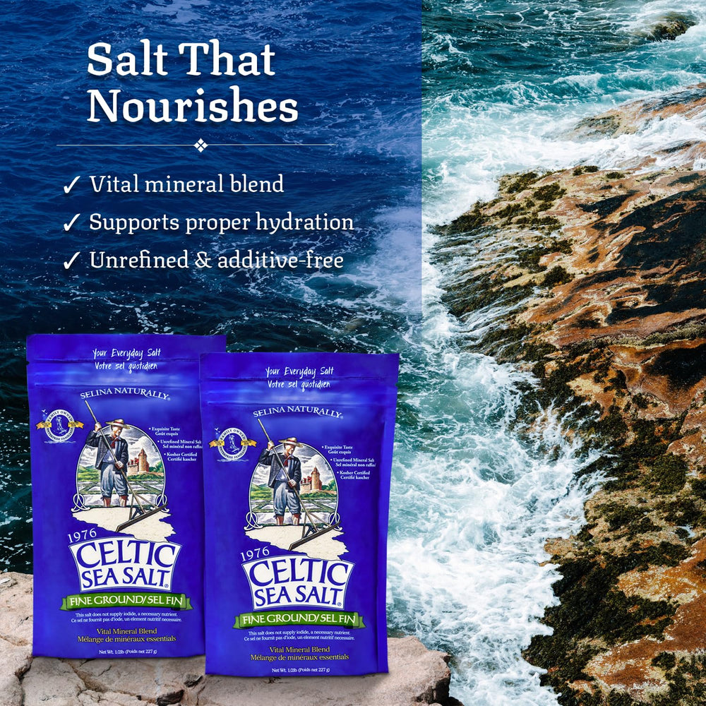 Granules of Celtic Sea Salt Fine Ground ready for baking and roasting