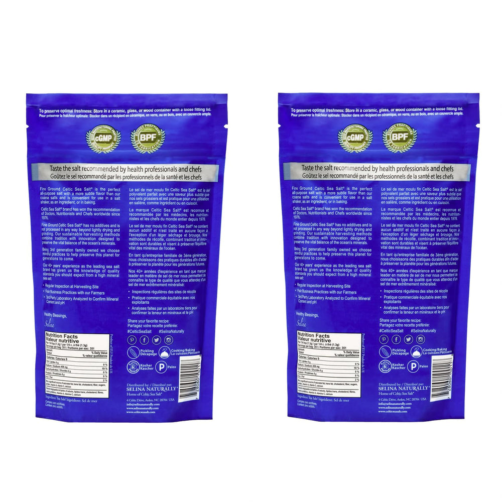 Shaker of Celtic Sea Salt Fine Ground on kitchen table for versatile seasoning