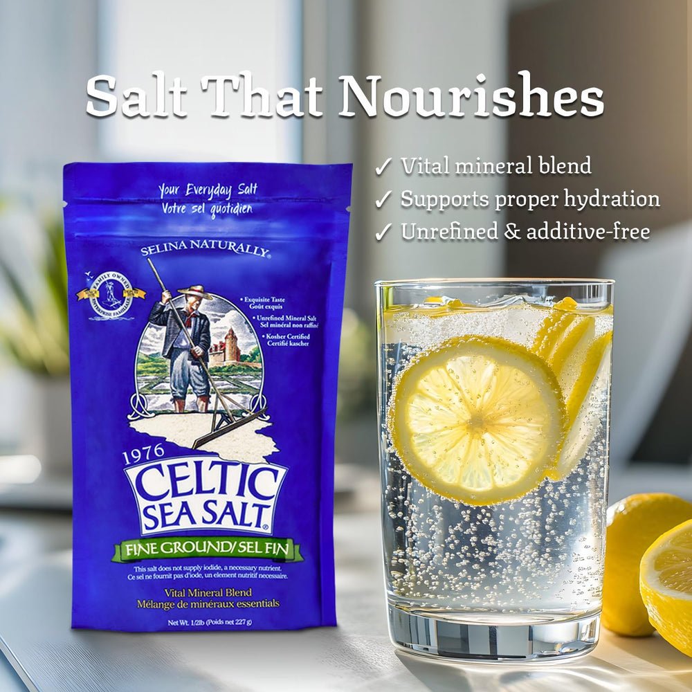 Celtic Sea Salt Kosher-certified badge signals trusted quality and purity.
