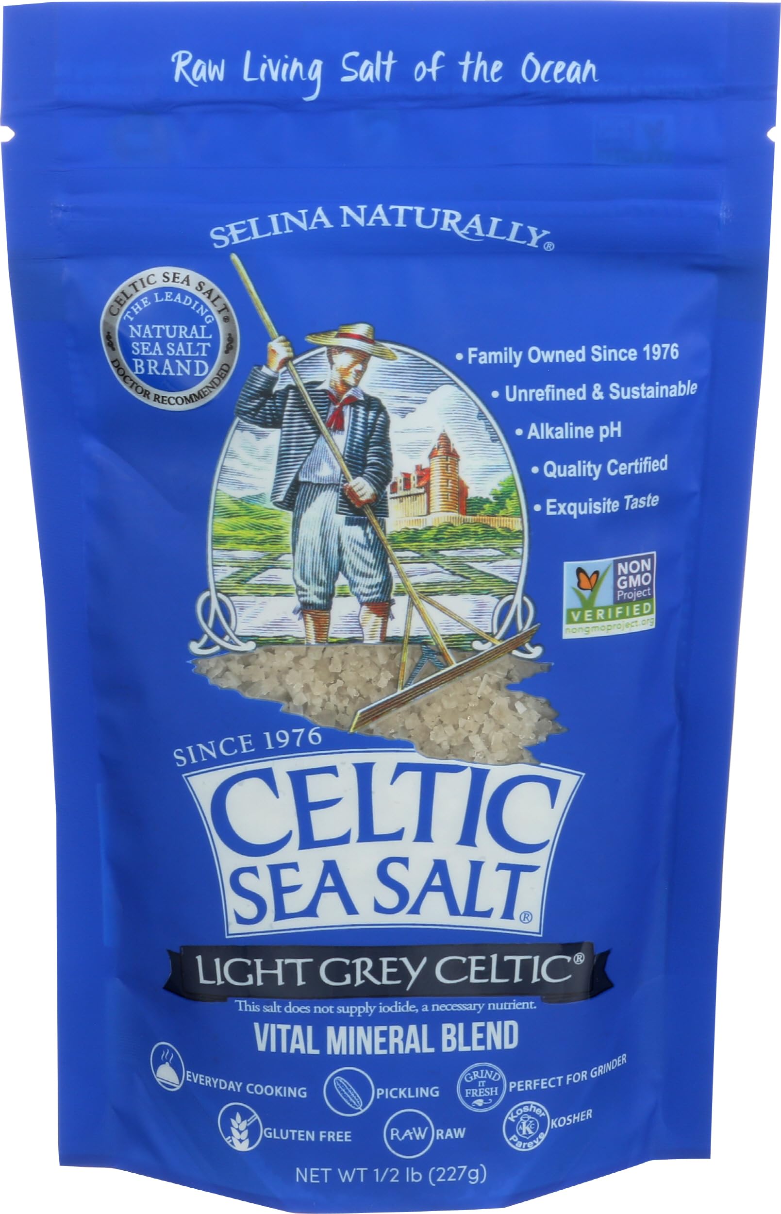 Celtic Sea Salt Light Grey Pou seasoning dish illustrating all-purpose use.