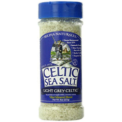 Celtic Sea Salt Light Grey Shaker closeup showing coarse crystals for seasoning