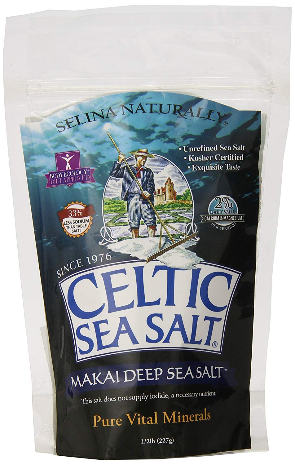 Celtic Sea Salt Makai Pure bottle with grinder for easy seasoning
