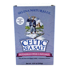 Celtic Sea Salt Pink Potassium Cave Salt jar front view for easy shaker seasoning.