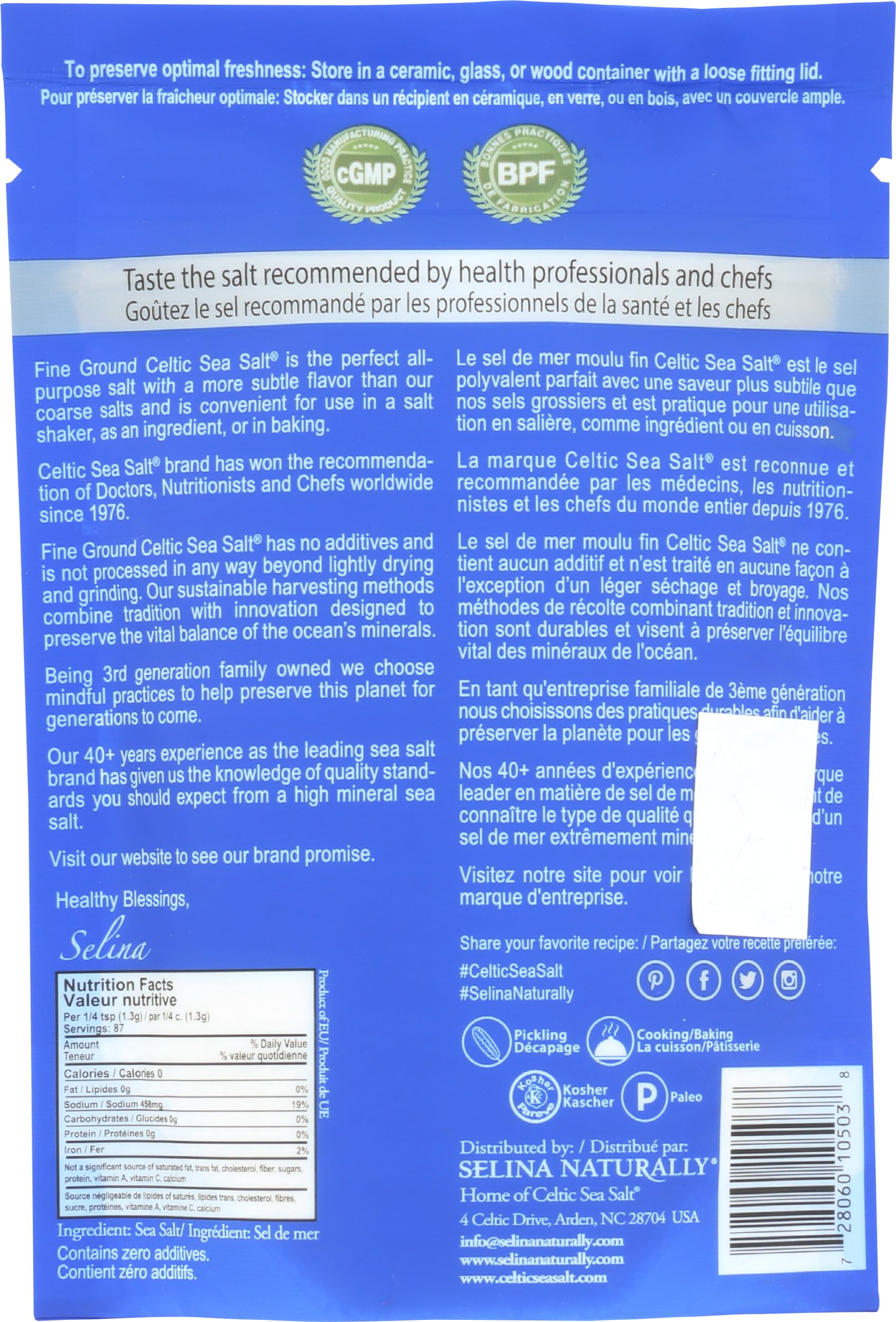 Celtic Sea Salt resealable bag close-up highlighting freshness and easy storage.