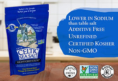 Celtic Sea Salt resealable bag in pantry for easy storage and ready use.