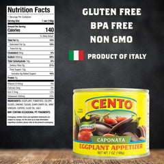 Cento Caponata on crackers, a ready-to-serve starter for gatherings.