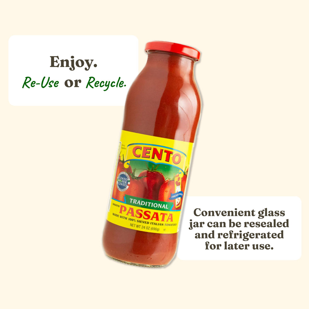 Cento Passata enhances pasta night with rich tomato flavor and smooth texture.