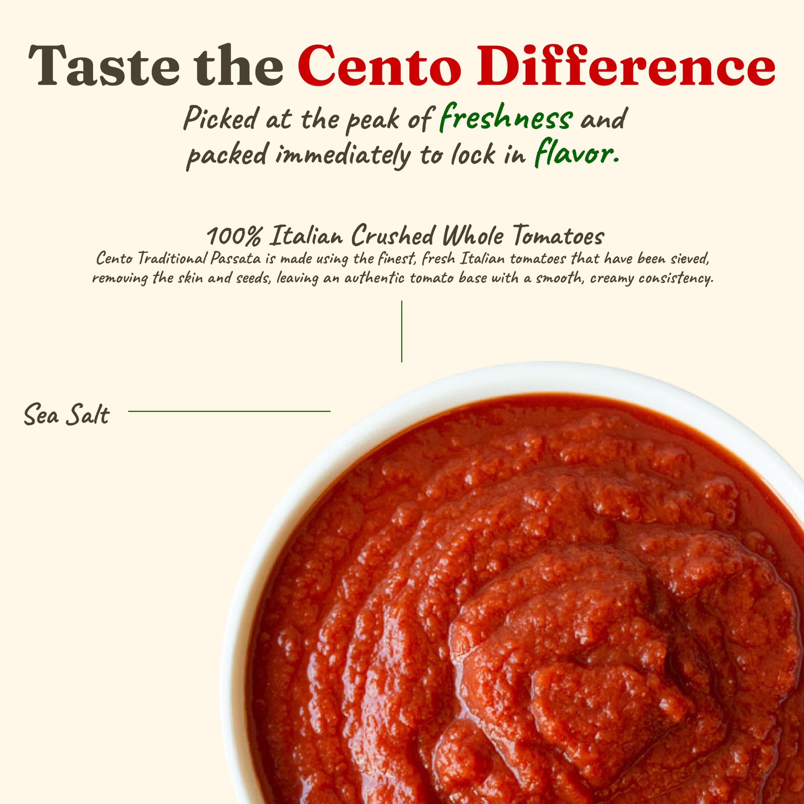 Cento Passata smooth puree being poured ideal as sauce base.