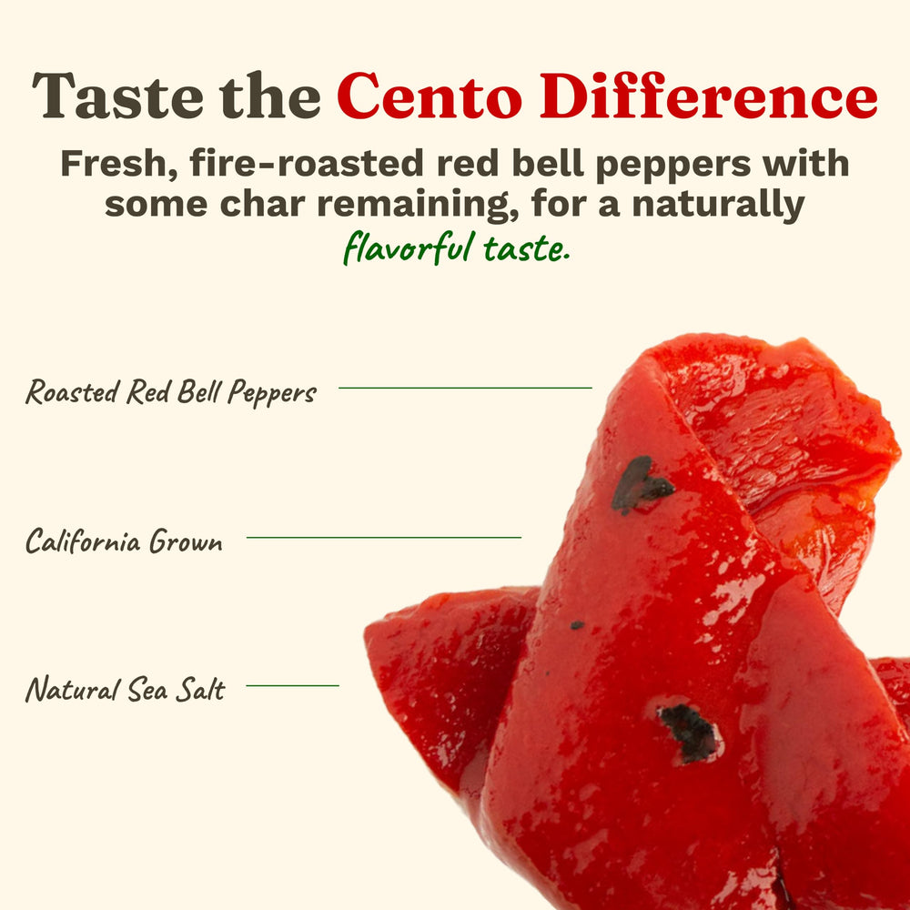Cento Roasted Peppers sliced peppers ideal for Mediterranean salads.