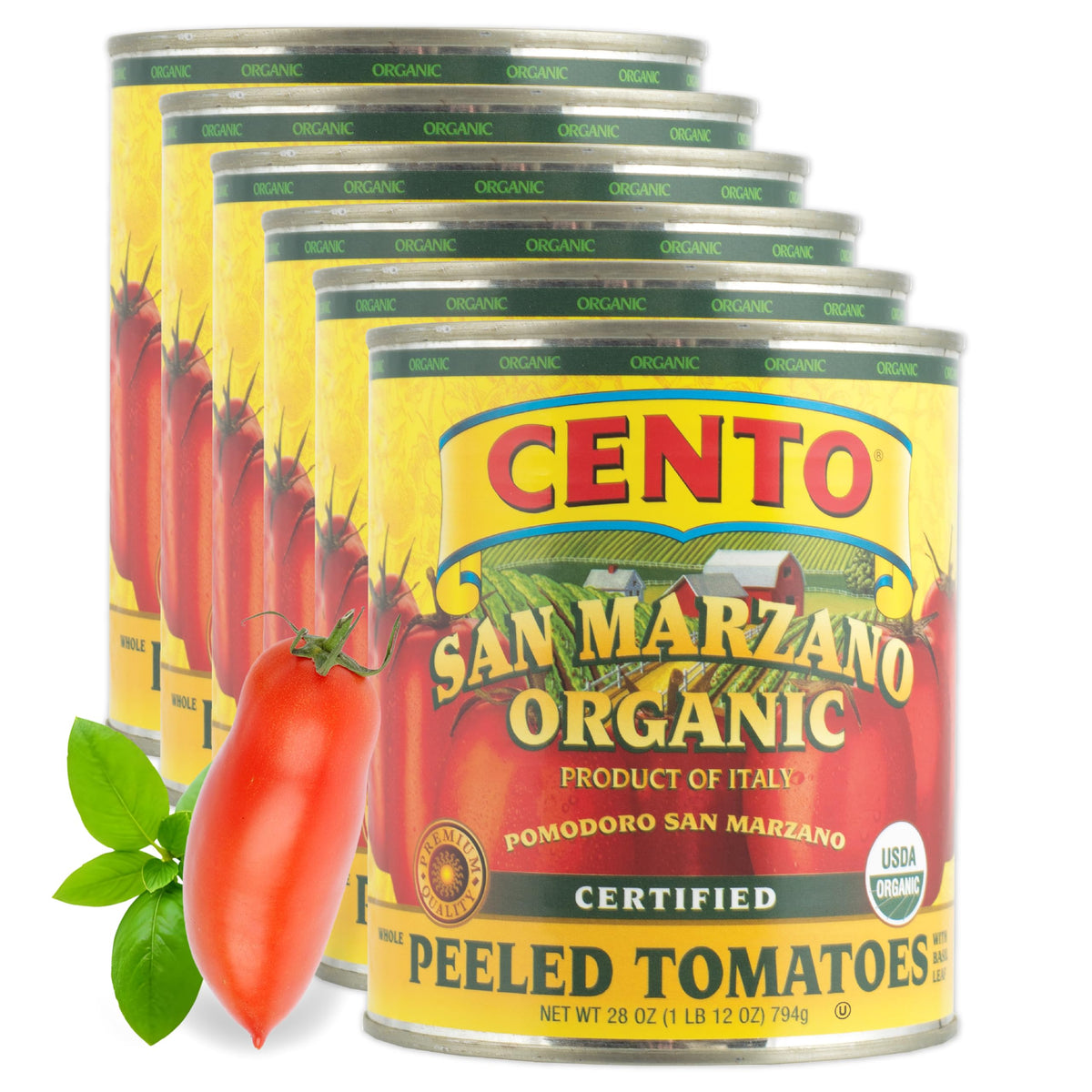 Cento San Marzano whole peeled tomatoes in 28 oz can, ideal for rich pasta sauces.