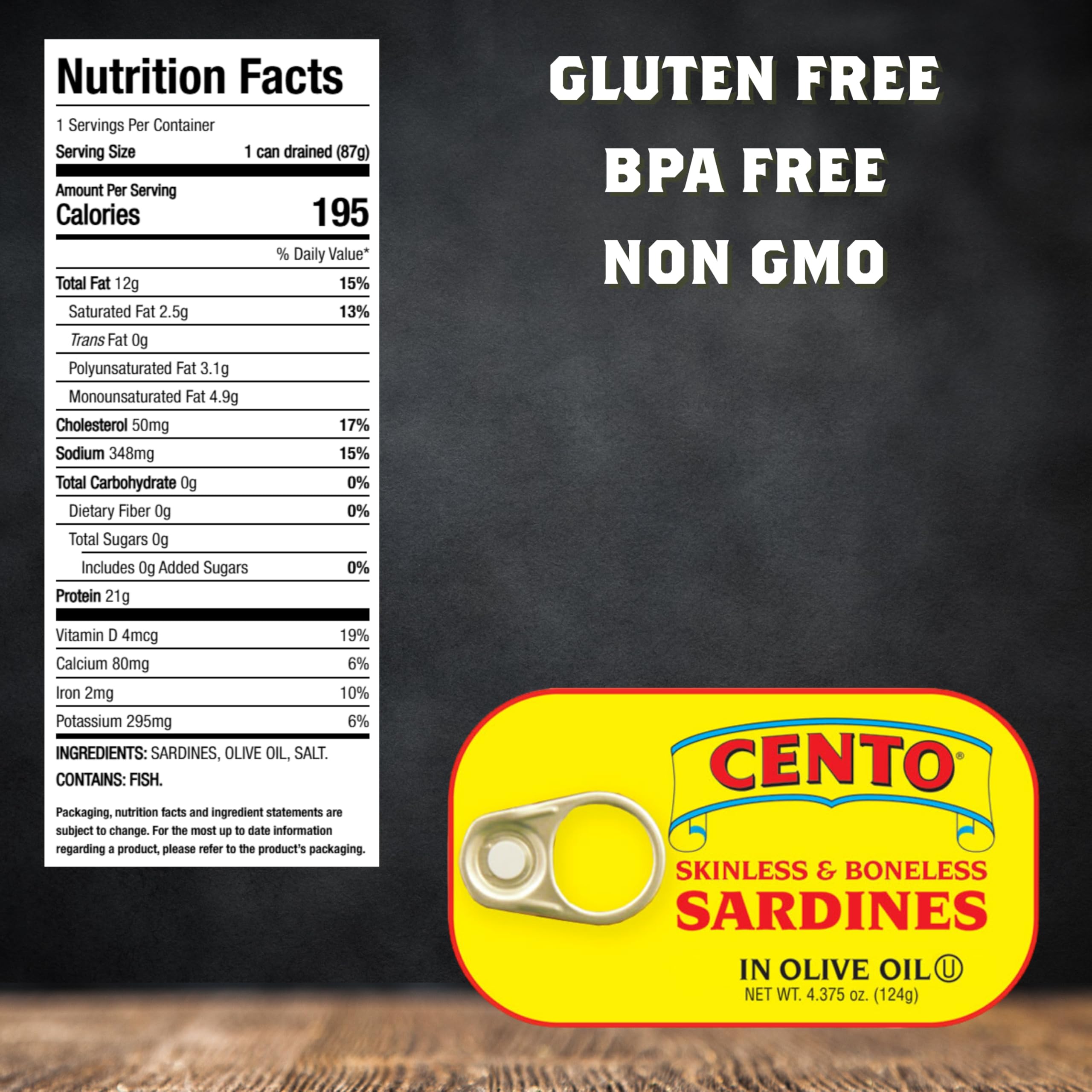 Opened Cento sardines tin ready to serve in salads or sandwiches