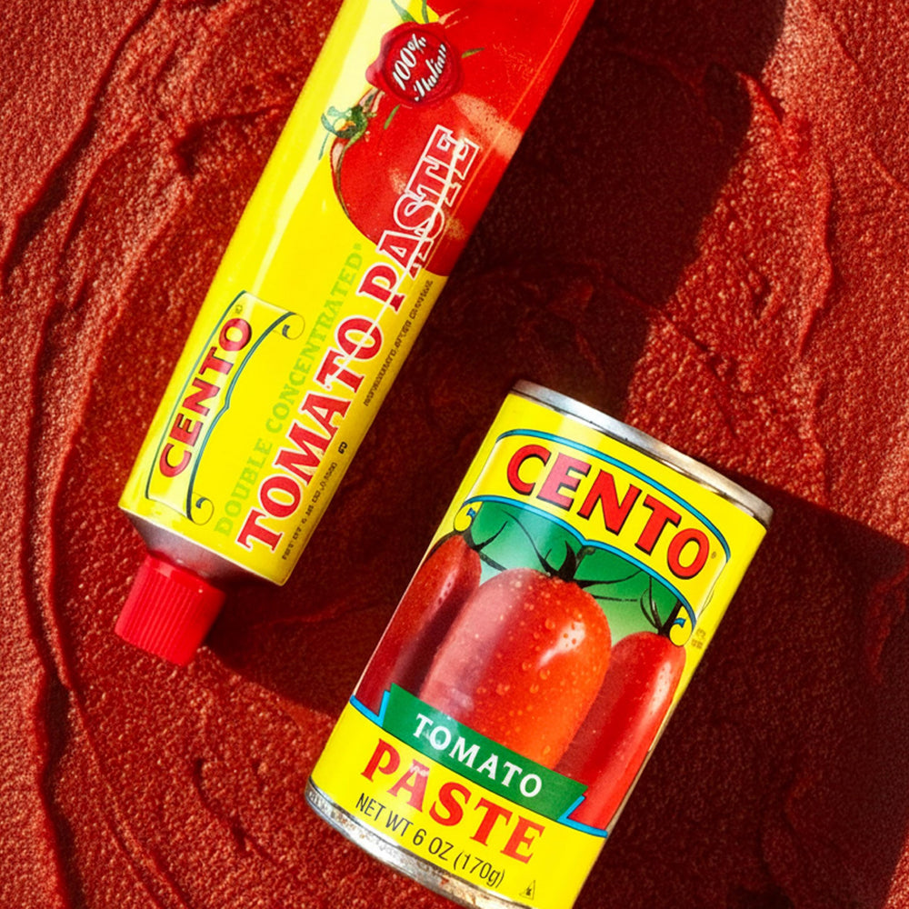 Cento Tomato Paste glass measuring cup illustrating portion control