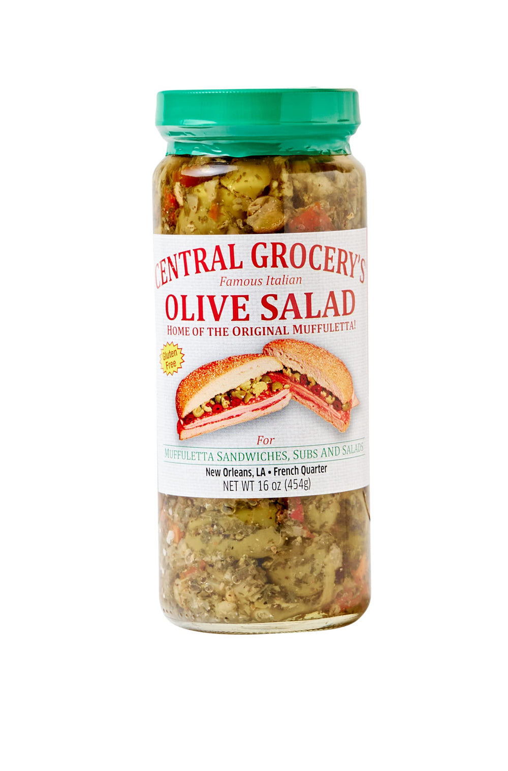 CENTRAL GROCERY Co. Olive Salad jar close-up highlighting authentic Italian flavor and texture