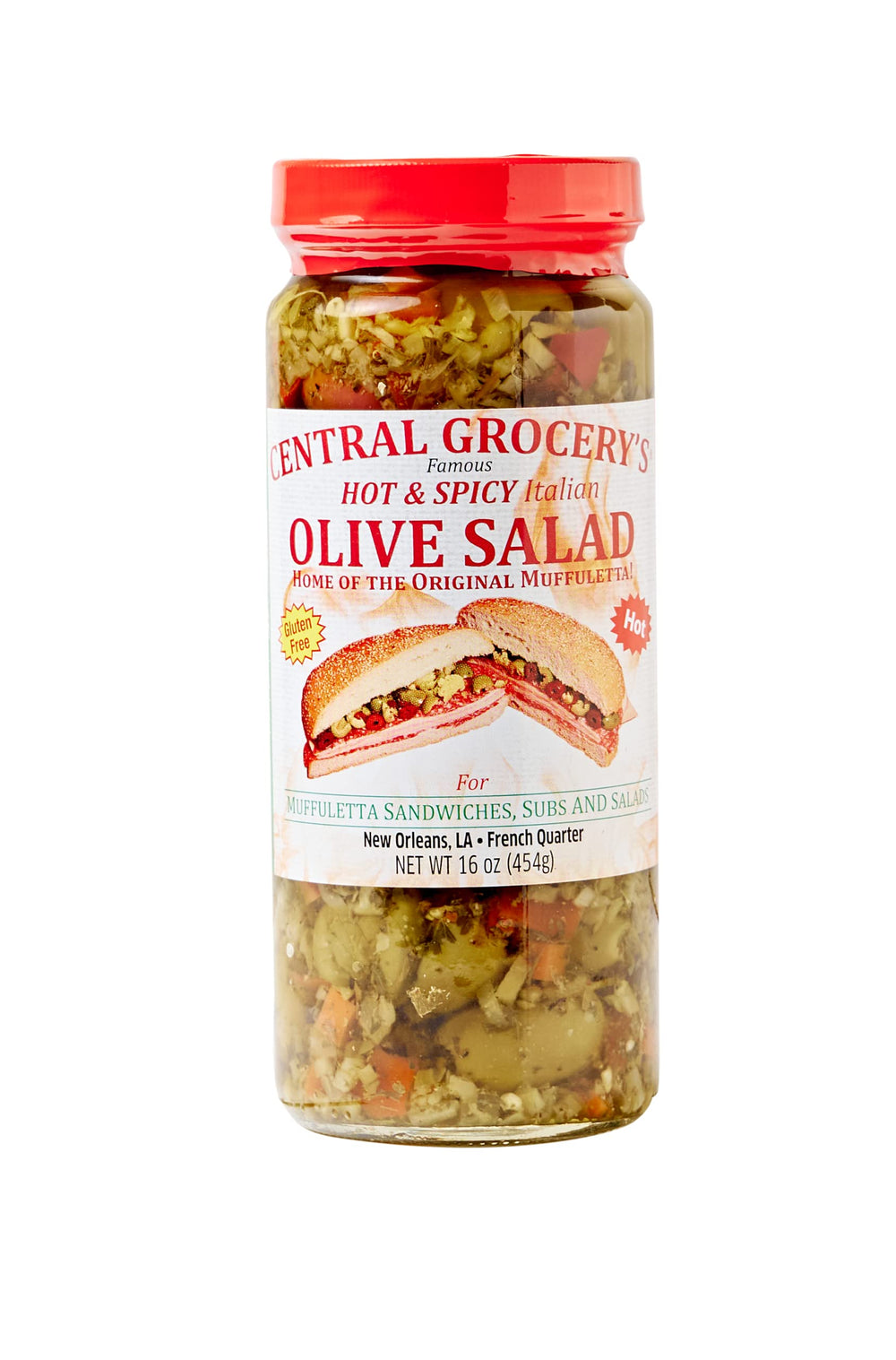 Muffuletta sandwich idea using Central Grocery olive salads for inspiration.
