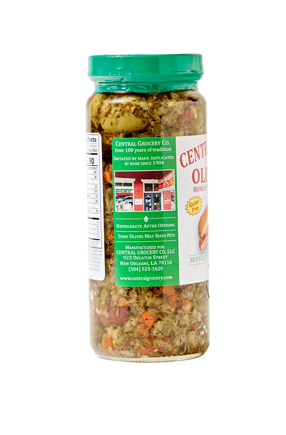Central Grocery Olive Salad layered into a hearty muffuletta sandwich.