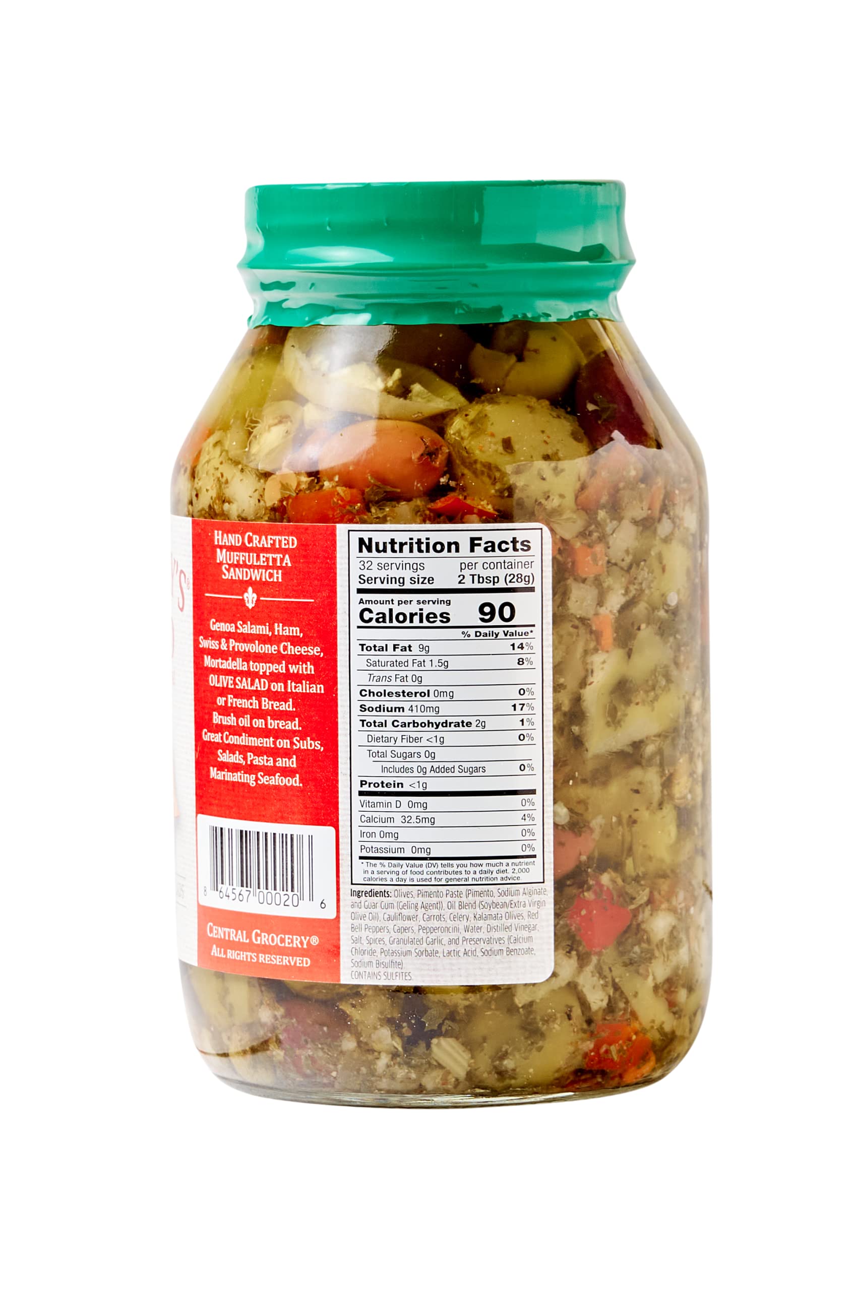 Central Grocery Olive Salad muffuletta sandwich assembly image.