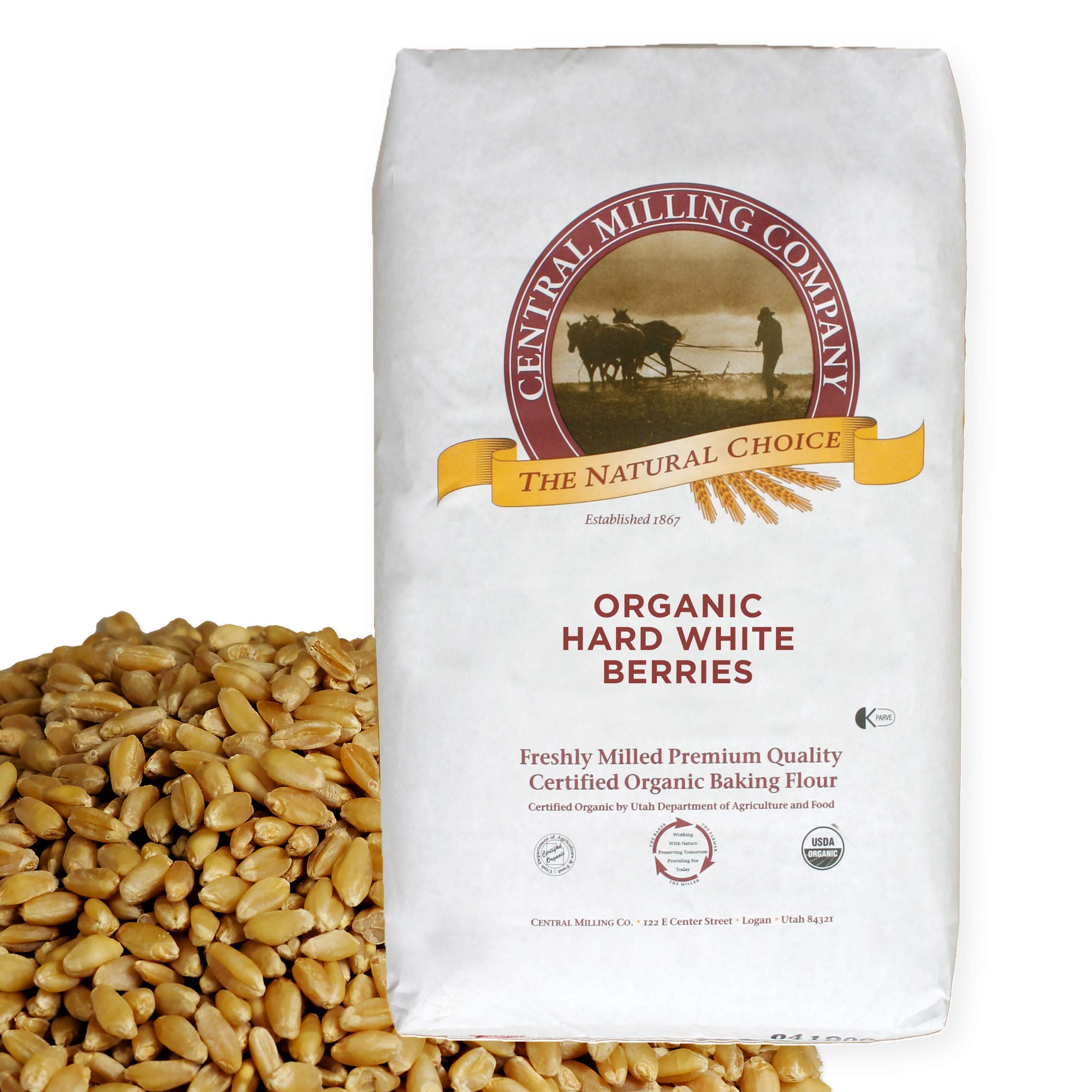 CENTRAL MILLING organic hard white wheat berries on an Idaho farm, ideal for fresh flour.
