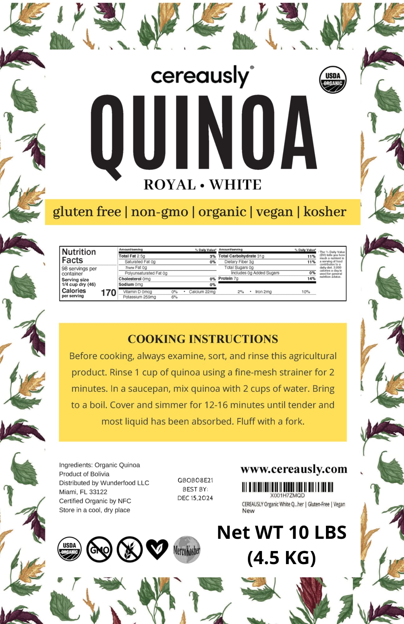 Cereausly Quinoa pantry storage setup for bulk use.