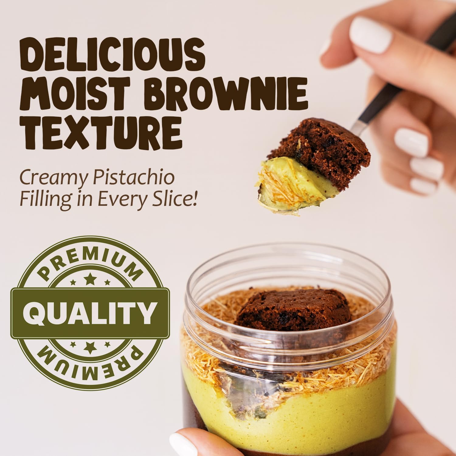 Ceres Gourmet dense, moist chocolate base with pistachio core