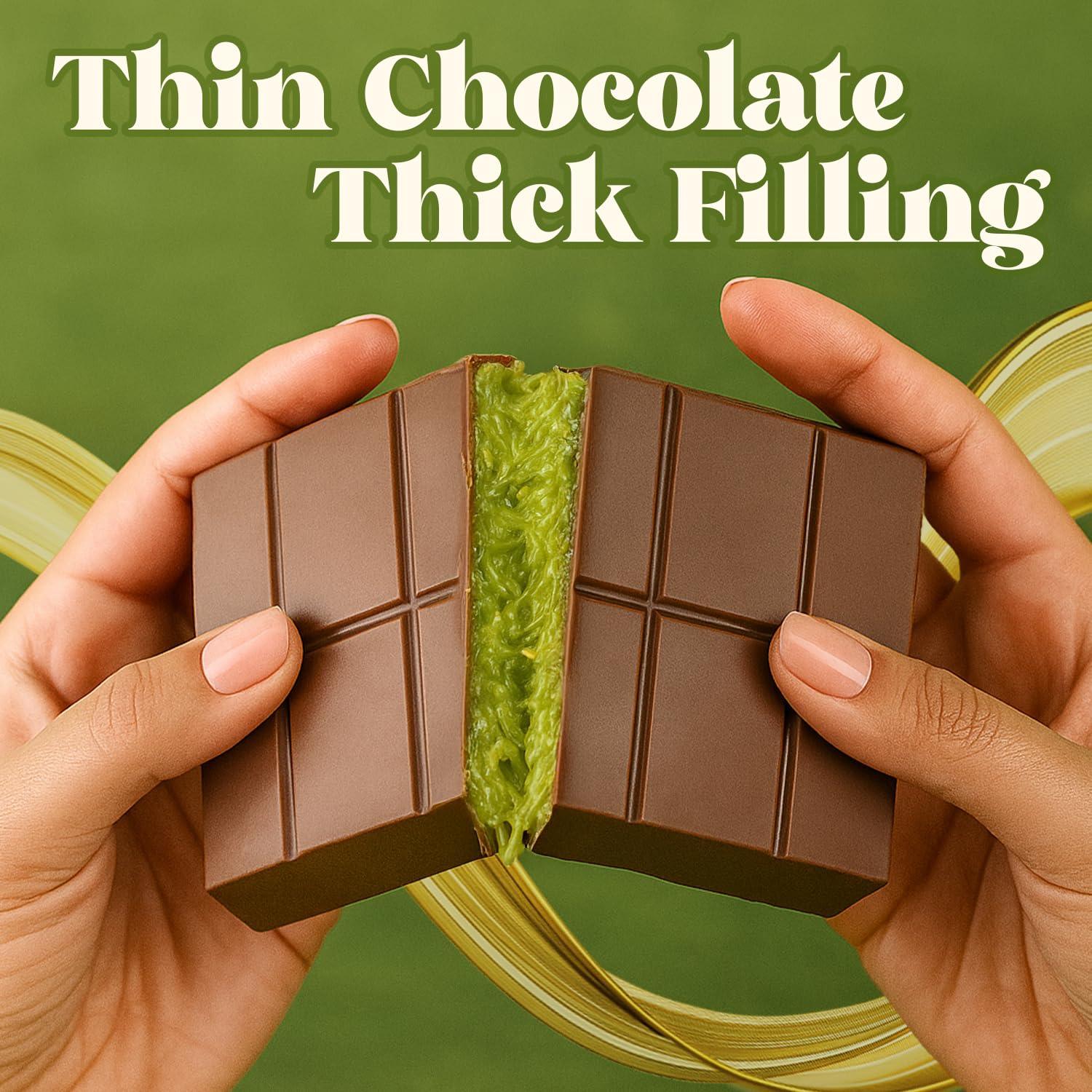 Ceres Gourmet Dubai Crispy Knafeh Bar coating-detail features rich chocolate glaze.