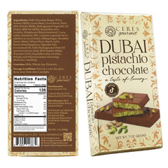 Ceres Gourmet Dubai Crispy Knafeh Bar front view shows glossy chocolate coating.