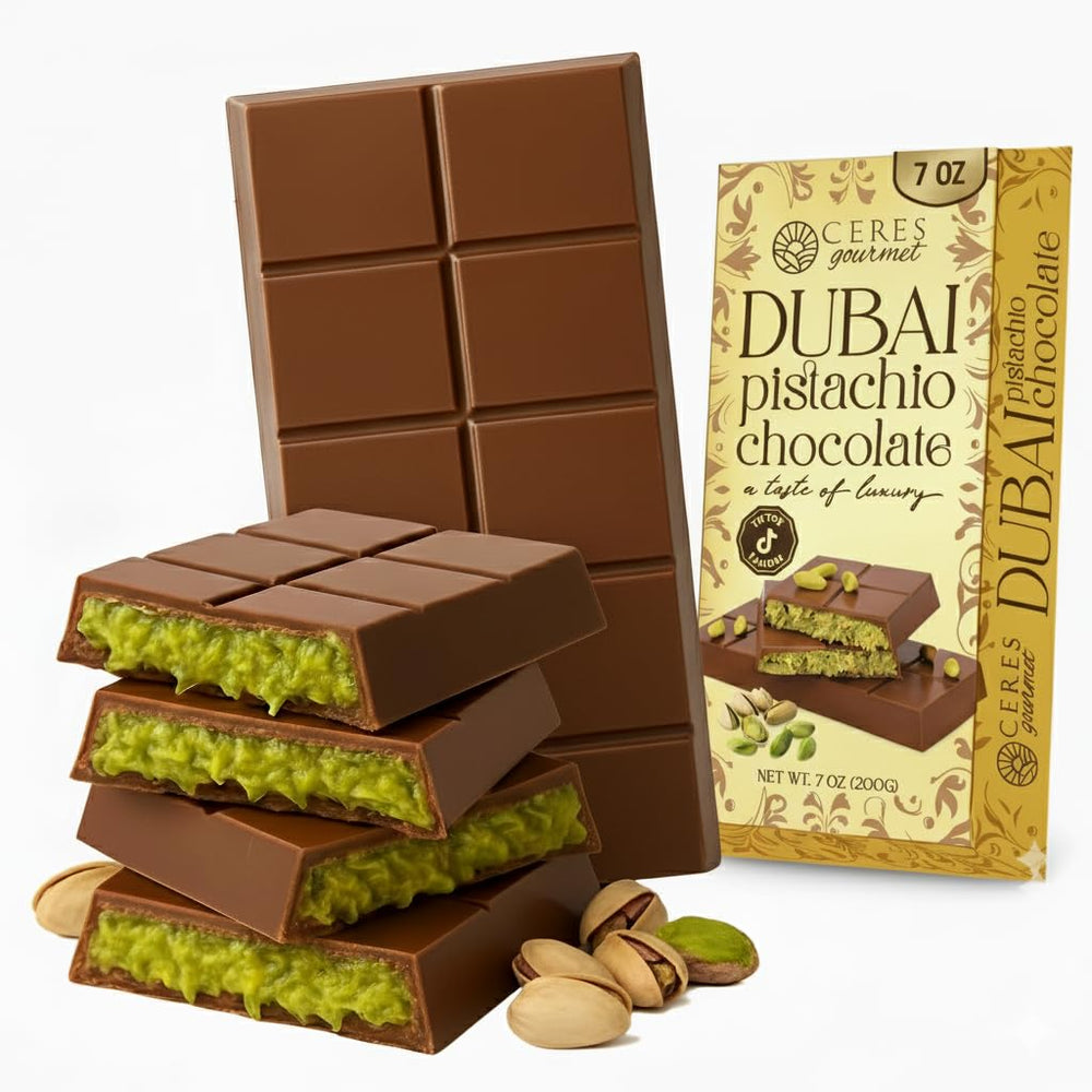 Ceres Gourmet Dubai Crispy Knafeh Bar gift-box showcases elegant packaging for gifting.