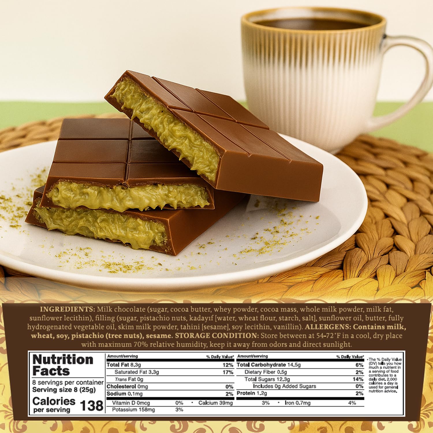Ceres Gourmet Dubai Crispy Knafeh Bar ready-to-eat in seconds for enjoyment.