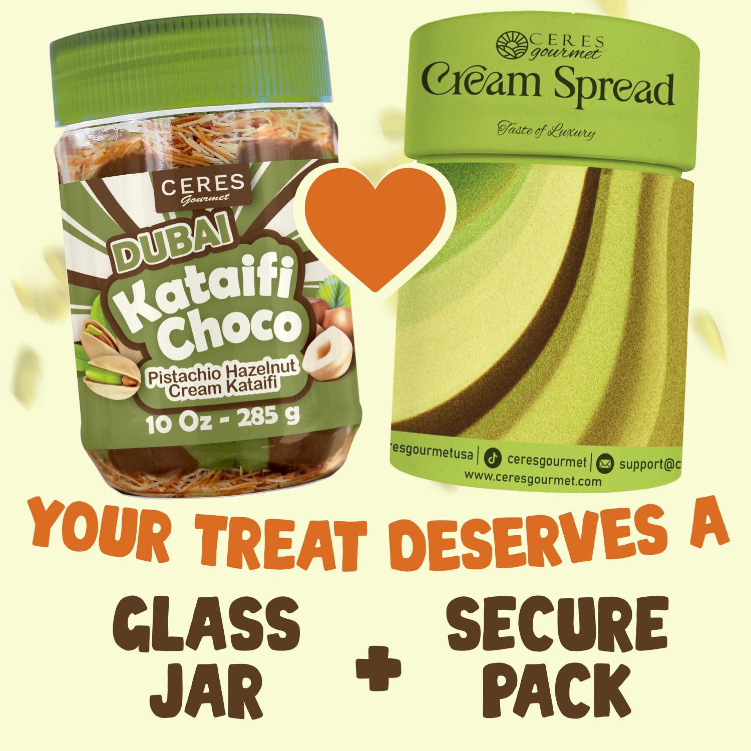 Ceres Gourmet Dubai spreadable chocolate pistachio swirl shows creamy nut flavor