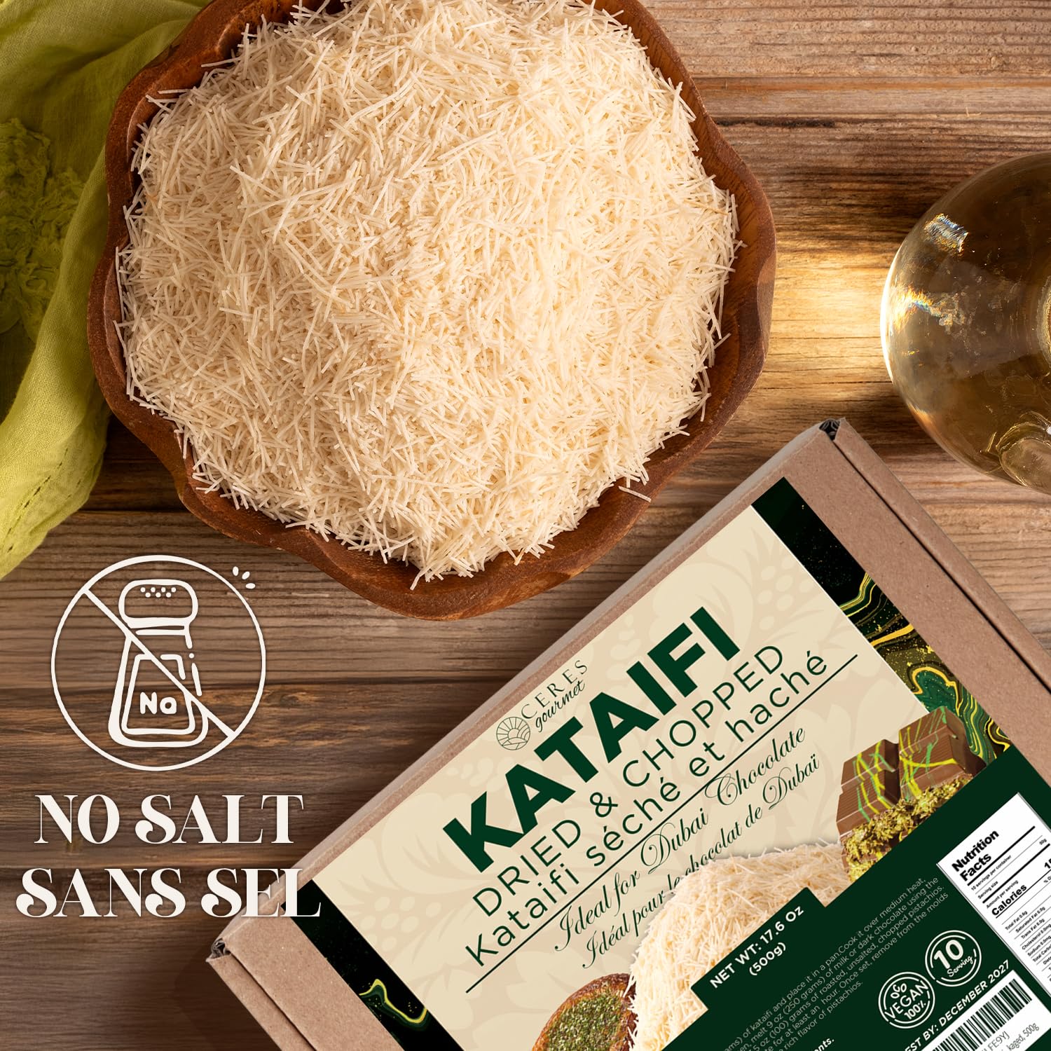 Versatile dessert ingredient for kunafa, knafeh, baklava and creative pastry.