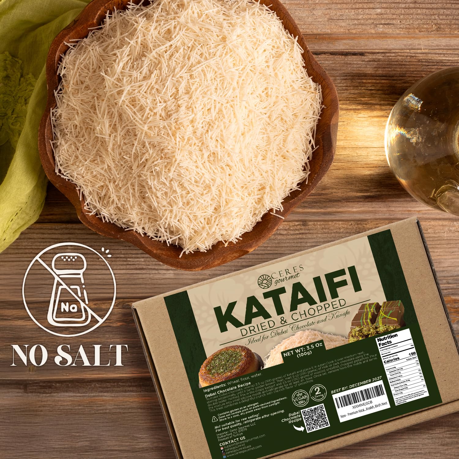 Ceres Gourmet kataifi dough forming a decorative dessert nest.